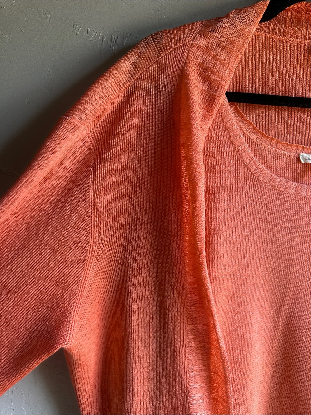 Eileen Fisher linen loose knit cardigan & tank set in coral, L and XL - Picture 4 of 16